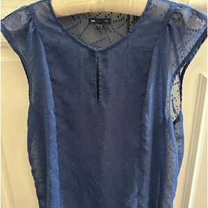 The Gap Navy Blue Sleeveless Ruffle Lightweight Blouse Top Small